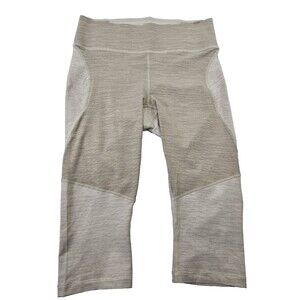 Outdoor‎ Voices L Two-Tone Cropped Leggings Capri Workout Beige Stretch EUC